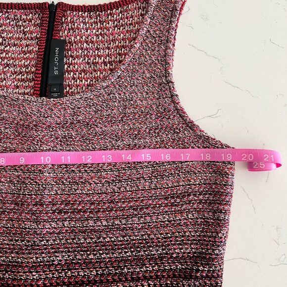 St. John Dress burgundy and Black Sleeveless Knit Dress size 12 - Picture 8 of 9
